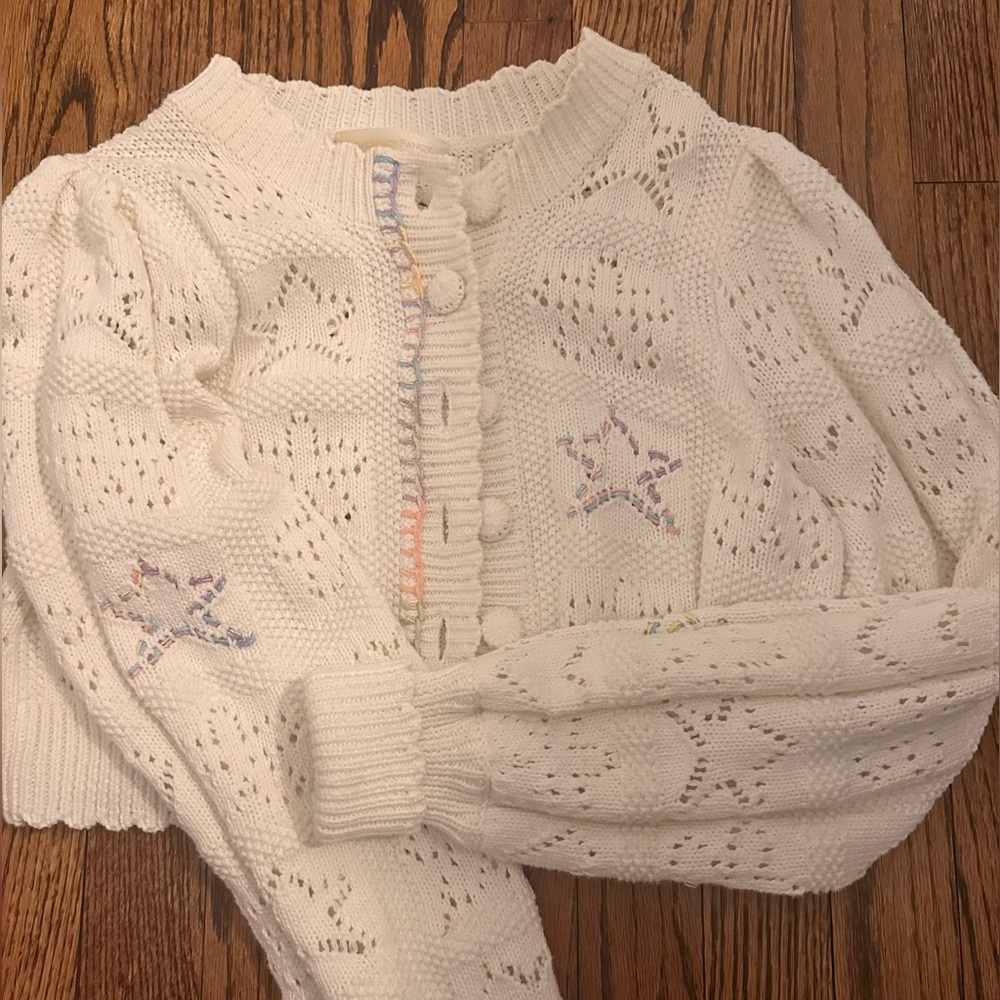 Loveshackfancy delicate embroidered cardigan. Great condition. Size xs